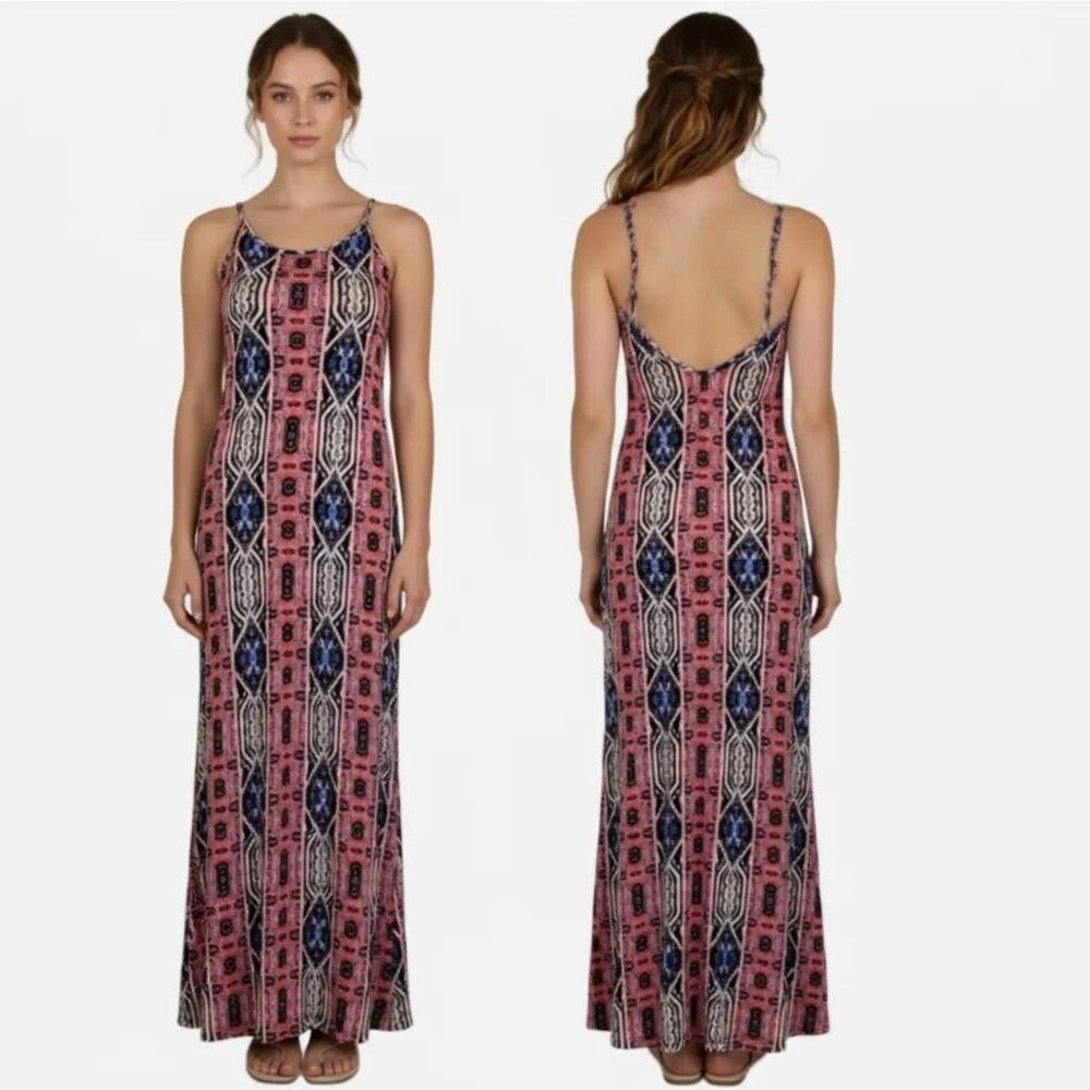 Forever 21 Women's Multicolor Aztec Print Spaghetti Strap Maxi Dress Size Large - Picture 11 of 11
